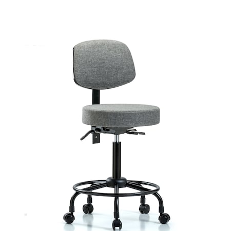Blue Ridge Ergonomics Rutledge Fab Stool with Back-Medium Bench Height with RT Base, Seat Tilt, andCasters in Gray Fab BR-FMBST-RT-T1-RC-F44