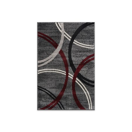 World Rug Gallery Modern Wavy Circles Design Area Rug 2 ft 7 in x 4 ft Red 377RED27X4