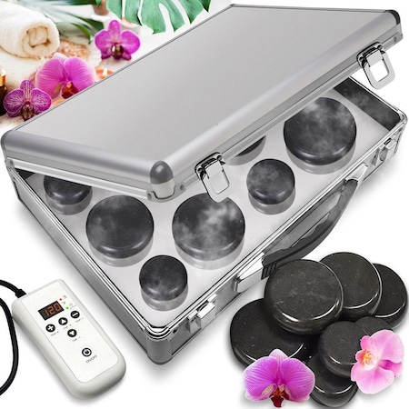 Serenelife Hot Stone Massage Kit Portable Heated Rock Therapy System with Digital Temperature Controller PSLMSGST99