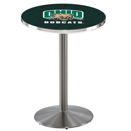 Holland Bar Stool Co 36" Stainless Steel Ohio University Pub Table, 36" dia. Top L214S3636UnivOH