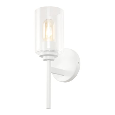 Jonathan Y Juno 13" 1-Light Farmhouse Industrial Metal/Glass Cylinder LED Sconce, White/Clear JYL9547E
