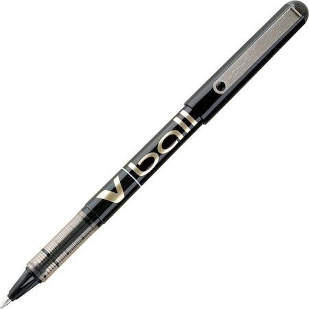 Pilot V Ball Rolling Ball Pen, Fine, 0.7mm, Black Barrel/Ink, Dozen 35112