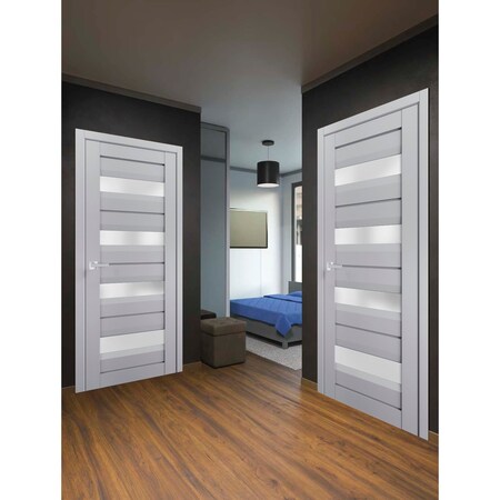 Sartodoors Interior Solid French Door Grey Solid Core Modern Interior VEREGIO7455ID-GRE-18