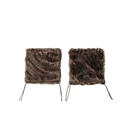 Homeroots Set of Two 17" Chocolate Faux Fur Dining Chair Pads 476612