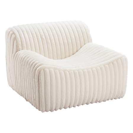 Homeroots 39" Cream Faux Fur And Upholstered Tufted Lounge Chair 564973