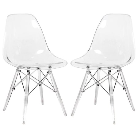 Leisuremod Dover Dining Side Chair with Acrylic Legs, Clear, 2PK EPC19CL2