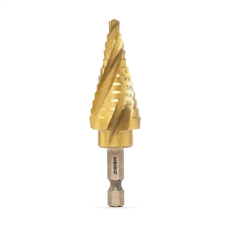Neiko Steel Spiral Quick-Change Step Drill Bit for Metal, 12 Sizes in 1 Step Bit, Unibit 10180A