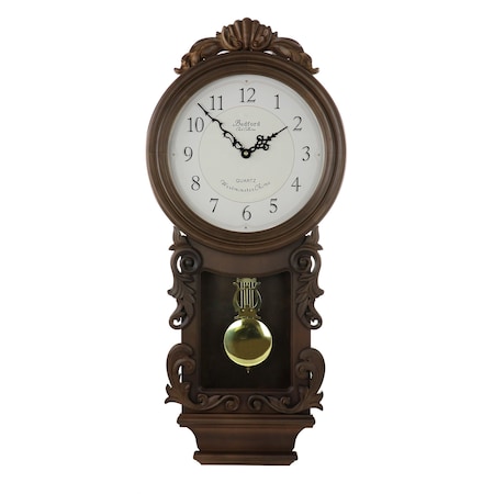 Bedford Clock Collection Chestnut Chiming Pendulum Wall Clock BED-9002C