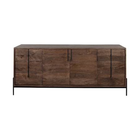 Homeroots 72in Brown Solid Wood Six Drawer Sideboard with Two Doors 380253