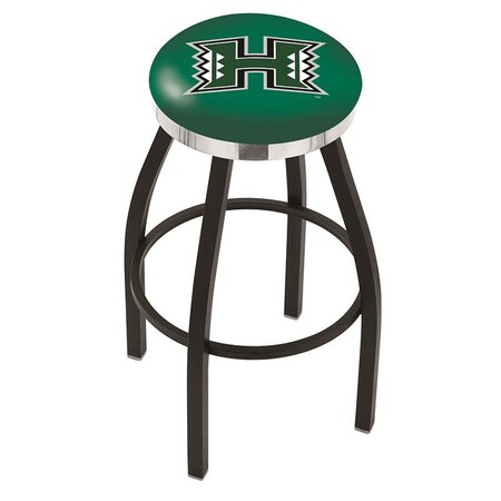 Holland Bar Stool Co 36" Blk Wrinkle Hawaii Swivel Bar Stool, Chrome Ring L8B2C36Hawaii