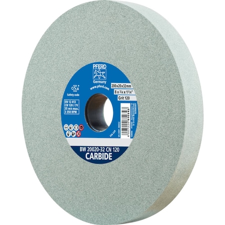 Pferd PFERD Vitrified Bench Wheel, CARBIDE, 8in x 3/4 x 2, 120 Grit, Silicon Carbide 61693
