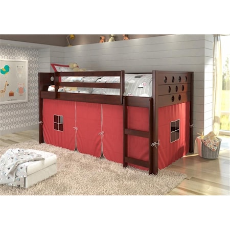 Fixturesfirst PD-780ATCP-R Twin Size Circles Low Red Tent Loft in Dark Cappuccino FI471960