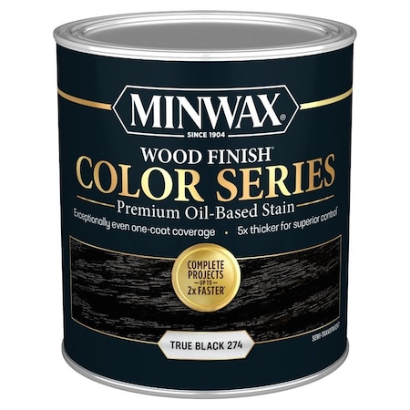 Minwax Wood Finish Color Series Interior Wood Stain, Semi-Transparent, True Black, Liquid, 1 qt 800610000