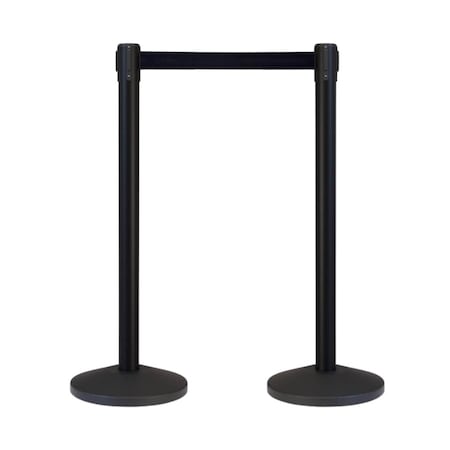 Pittman Coated Belt Barrier, Black, 118.11 in Length, 33.46 in Post Height 741502