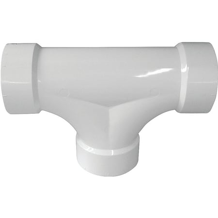 Genova CANPLAS 2Way Cleanout Pipe Tee, 4 in, Hub, PVC, White 193724