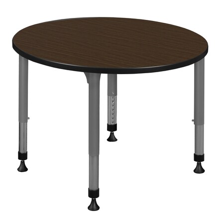 Regency Round Kee Height Adjustable Classroom Activity Table, 36 in W, 36 in L, Neo Walnut TB36RNDNWAPGY