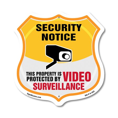 Signmission Security Notice Shield Sign This Propert, 6 Inch X 6 Inch, Plastic Sign SHI-P-6-462