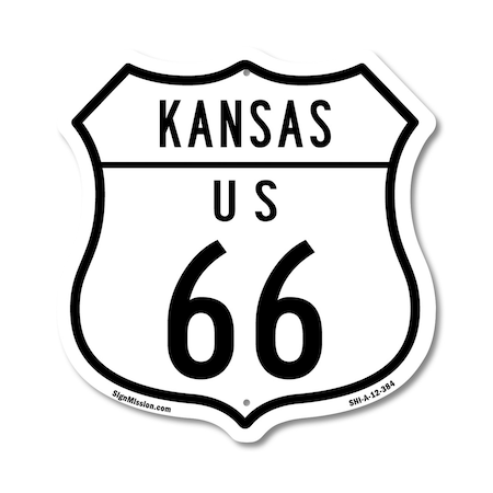 Signmission Kansas Route Marker Shield Sign Us 66, 12 Inch X 12 Inch, Aluminum Metal Sign SHI-A-12-384