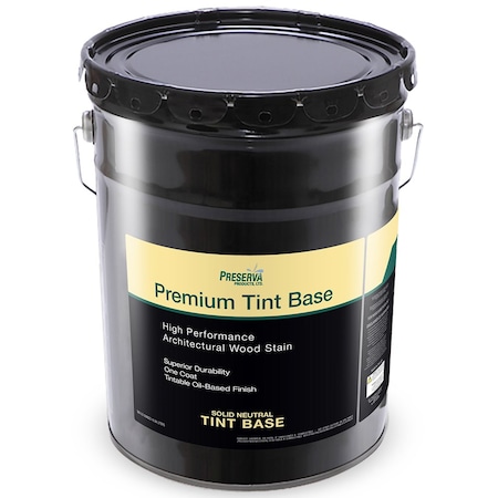 Premium Tint Base 5 Gal Preserva Products, Ltd. Clear Base True Oil Based Stain and Sealer, Solid Neutral Base 46501