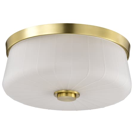 Nuvo Lune, 3 Light Flush Mount, Vintage Brass Finish, Etched White Glass 60/8230