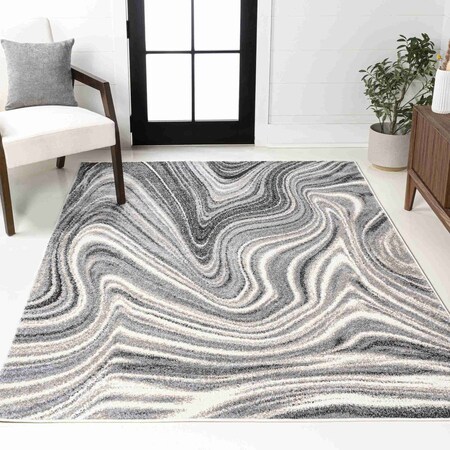 Jonathan Y Eleni Contemporary Glam Abstract Marble Charcoal/Cream 4 ft. x 6 ft. Area Rug SEU301A-4