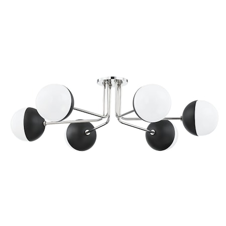 Mitzi Renee 6 Light Semi Flush 12 In. Polished Nickel/Black H344606-PN/BK