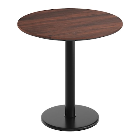Flash Furniture 31.25" RND Tabletop, Seamless Surface Technology, Dark Brown with 18" Black Round Table Height Base ST-RD31-WBR-TR18-GG