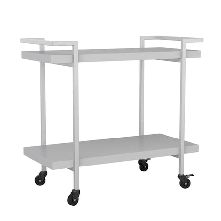 Martha Stewart Liam 2-Tier Gray Mobile Office Storage and Printer Cart w/Brushed Nickel Frame NAN-JH-17107-GY-MS