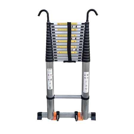 Wrightmaster 21.3 ft. Aluminum Extension Ladder with Hook and Mobility Wheels, 330 lbs. Load Capacity ZOR-1065-SLV