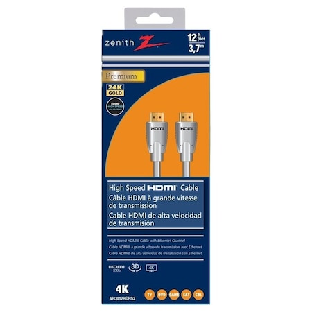 Zenith HDMI Cable with Ethernet, Black Sheath VH3012HDHS2