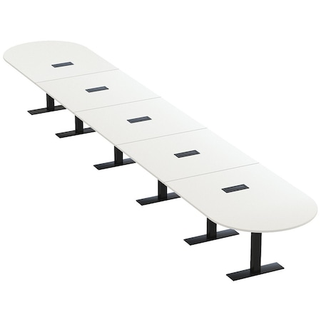 Skutchi Designs 22ft Racetrack Conference Table With Power | Harmony Series | 22 Person Meeting Room Table HAR-RAC-48X264-T.BK-W960-EBLK