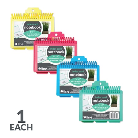C-Line Products 3" x 5" Assorted Ruled Index Card Spiral Notebook with Index Tabs, 24EA/DS, 6DS/CT 48750-DS
