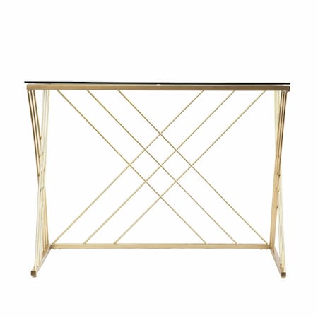 Homeroots 40" Clear and Gold Glass Writing Desk 402046
