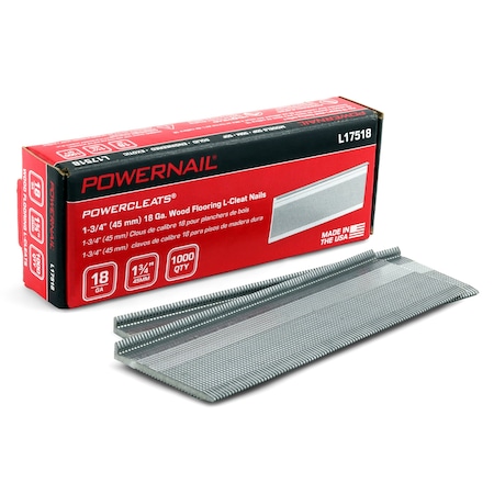 Powernail Collated Flooring Nail, 1-3/4 in L, 18, L-Head Head, 1000 PK L17518
