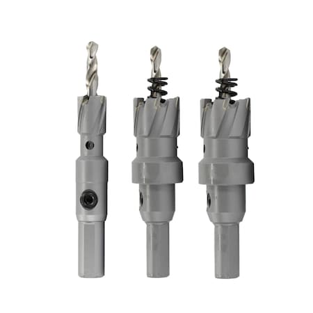 Drill America 3 Piece Carbide Tipped Hole Cutter Set with 1in Depth of Cut in Heavy Duty Storage Bag Organizer CTHBAG3