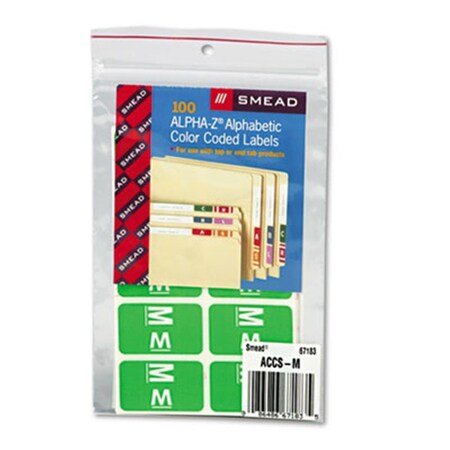 Smead Alpha-Z Color-Coded Second Letter Labels- Letter M- Light Green, 100PK 67183