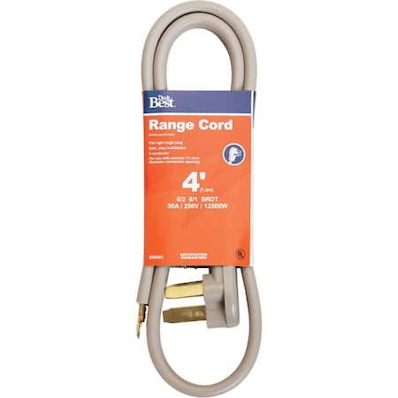 Do It Best 4 Ft. 6/2 + 8/1 Ga. 3-Conductor Range Cord RAC-SRDT-6281-4