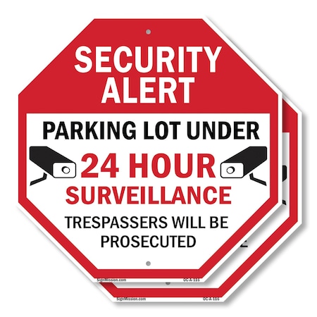 Signmission Security Alert Parking Lot Under 24, 10 inch X 10 inch, Aluminum Metal Signs, 2PK OC-A-2PACK-10-116