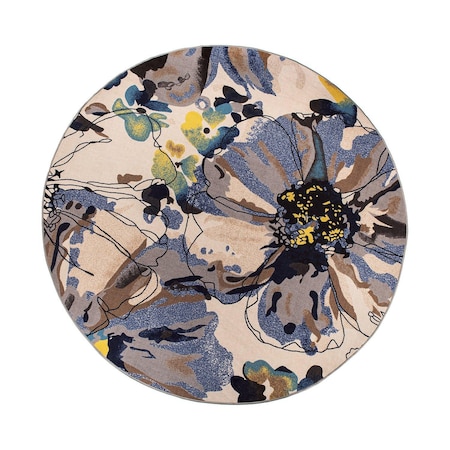 World Rug Gallery Modern Bright Flowers Non-Slip Area Rug 8 ft Round Cream 503CREAM8RND