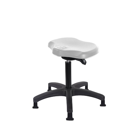 Blue Ridge Ergonomics Polyurethane Ray Sit-Stand Stool - Medium Bench Height with Stationary Glides in Gray Polyurethane PRPMBSO-RG-NF-RG-GRY