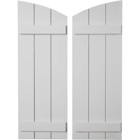 Ekena Millwork Smooth 3 Board Joined Board-n-Batten w/Elliptical Top Faux Wood Shutters, 16 1/2W x 90H, PR SHUBJL16X90SMPR