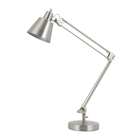 Homeroots 27" Nickel Metal Desk Table Lamp With Nickel Cone Shade 524653