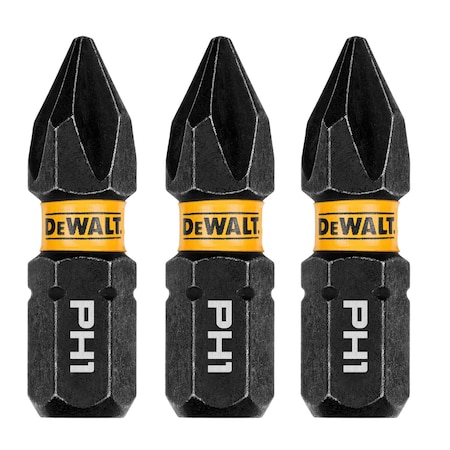 Dewalt FlexTorq Insert Bit, L:1", PKG3, BitSize:PH1 DWAF1PH1IR3