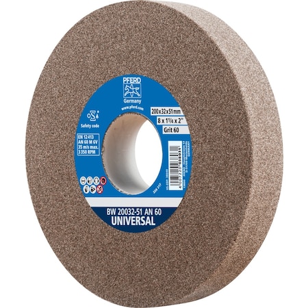 Pferd PFERD Vitrified Bench Wheel, UNIVERSAL, 8in x 1-1/4 x 2, 36 Grit, Aluminum Oxide 61684