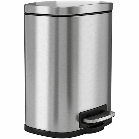 Hls Commercial 1.3 gal Rectangular Indoor Metal Can, Silver, Step Pedal, Stainless Steel, 8.5 in HLSS01RFR
