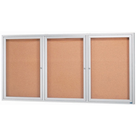 Aarco Enclosed Natural Pebble Grain Cork Bulletin Board w/ Clear Satin Anodized Al Frame, 48''Hx96''W DCC4896-3R