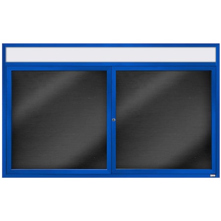 Aarco Enclosed Letter Board Directory w/ Powder Coated Blue Aluminum Frame and Header, 36''Hx60''W, 2 Doors ADC3660HB