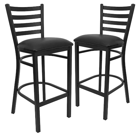 Flash Furniture Black Ladder Stool-Black Seat, PK2 2-XU-DG697BLAD-BAR-BLKV-GG