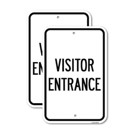 Signmission Entrance Sign Visitor Entrance, 18'' X 24'' 2 Signs, Heavy Gauge Aluminum, 2PK A-1824-2PACK-24093