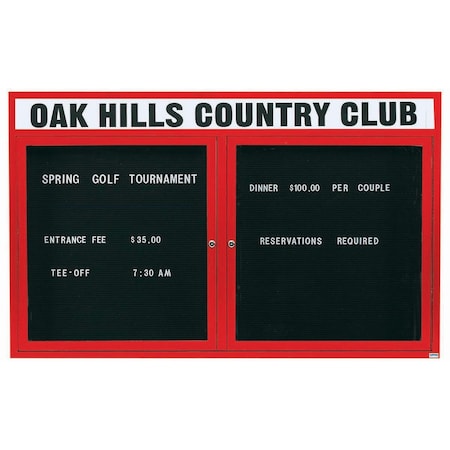 Aarco Outdoor Enclosed Directory w/ Al Frame Header, Powder Coated Red, 48''Hx72''W OADC4872HR